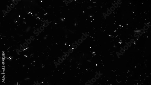 Realistic Snow Dust Particles Overlay Loop,Seamless loop of realistic white snow or dust particles swirling on a black background. Perfect for overlays, winter scenes, and atmospheric effects.