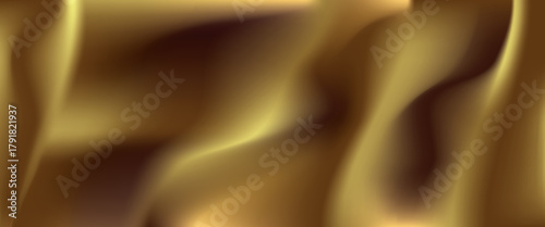 Silk gold wave background with satin liquid golden for luxury fabric pattern. Smooth abstract flag design with cloth yellow material in ribbon vector 3d. Wedding premium drapery with velvet shiny.