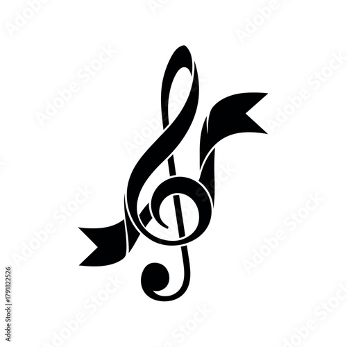 Elegant Treble Clef with Ribbon Design.