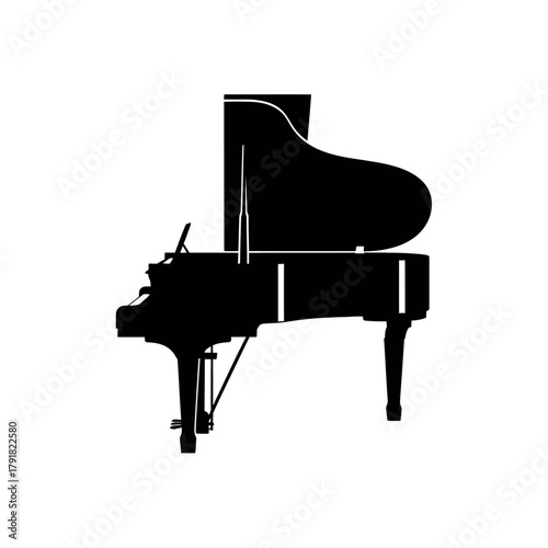 Grand piano silhouette musical instrument illustration classical music.