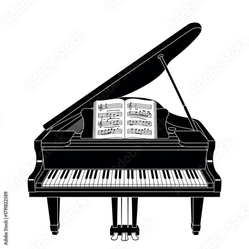 Grand Piano with Sheet Music.