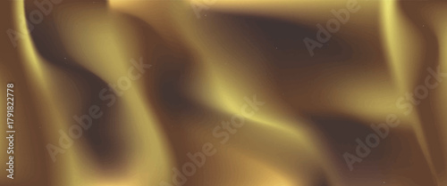 Silk gold wave background with satin liquid golden for luxury fabric pattern. Smooth abstract flag design with cloth yellow material in ribbon vector 3d. Wedding premium drapery with velvet shiny.