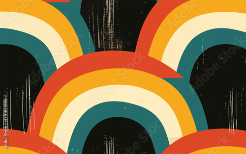 다채로운 레트로 무지개 패턴의 추상적인 배경 디자인