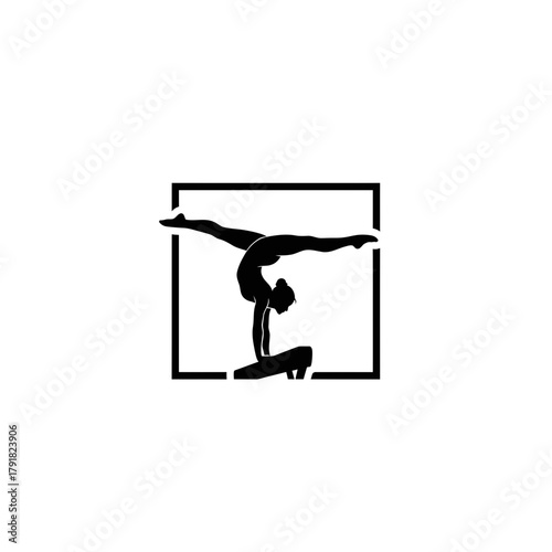 Elegant Gymnast Performing Yoga Pose Silhouette Illustrating Balance and Flexibility