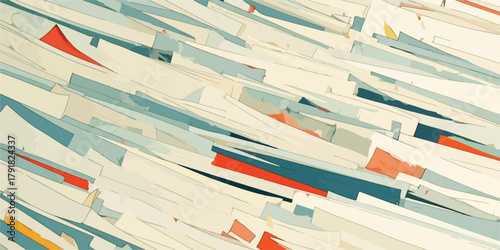 추상적인 기하학적 패턴은 다양한 색상의 겹쳐진 종이 조각으로 구성되어 있습니다