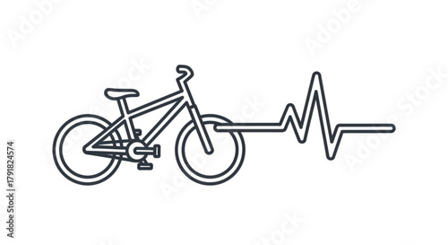 A bicycle with a heartbeat line a symbol of health and fitness
