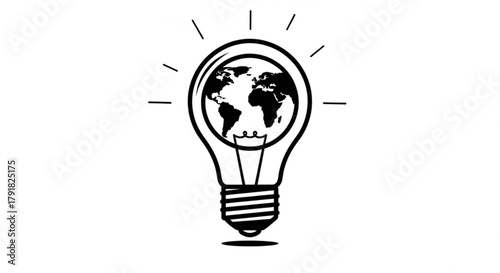 Earth globe inside light bulb, idea of energy saving, ecology, green technology, environmental protection