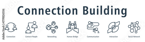 Connection Building web banner icon vector illustration concept with icon of connection, connect people, networking, human bridge, communication, interaction, and social network.
