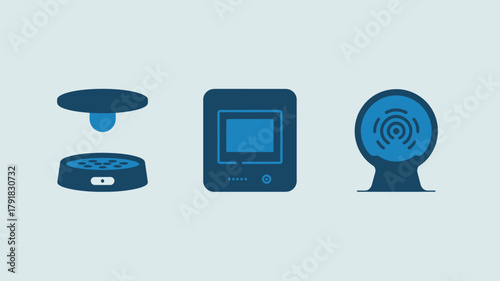 Set of smart home device icons flat vector design for automation and control isolated on white background