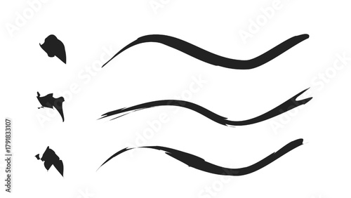 Set of black grunge brush strokes
