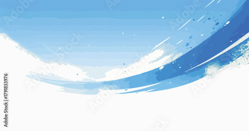 푸른 하늘과 구름의 추상적인 흐름을 표현한 시각적 디자인