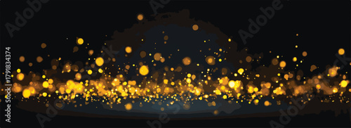 어두운 배경에 반짝이는 황금빛 입자가 몽환적인 분위기를 연출하는 추상적인 시각 효과