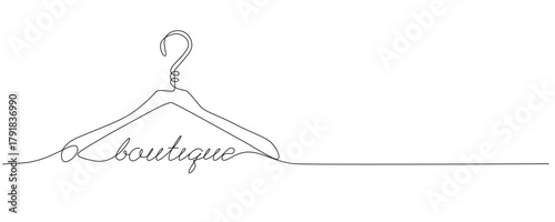 One continuous drawing of hanger sign. Concept symbol for dry cleaning and laundry service in