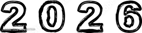 Handwritten 2026 text on black background new year concept