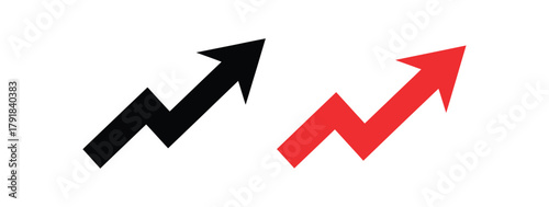 Two upward trending zigzag arrows showing growth and progres