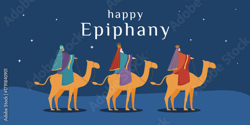 Happy Epiphany banner illustration in flat style design