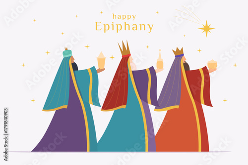 Happy Epiphany background illustration in flat style design