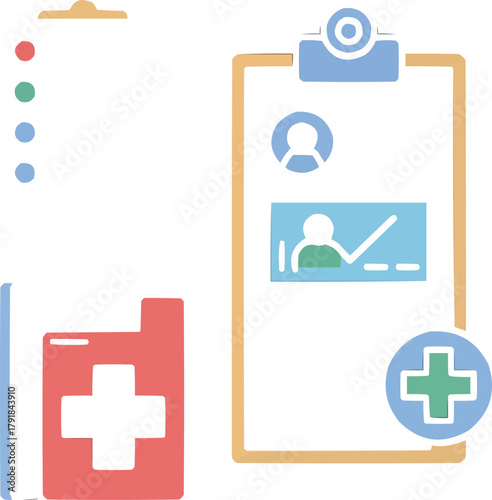 Patient Report Card Icon Set  Clipboard, Medical History, and Healthcare SymbolsPatient Report Card Icon Set Clipboard, Medical History, and Healthcare Symbols