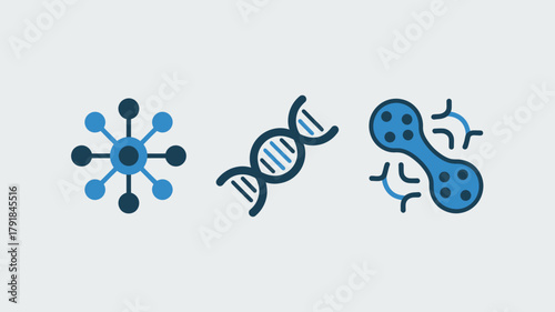 Set of science and technology icons flat vector design elements for data visualization and medical infographics isolated on white background