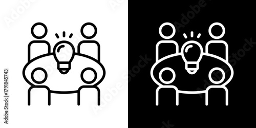 Brainstorming  Icon Set. Clean Line Design With Light And Dark Versions For Versatile Use. 