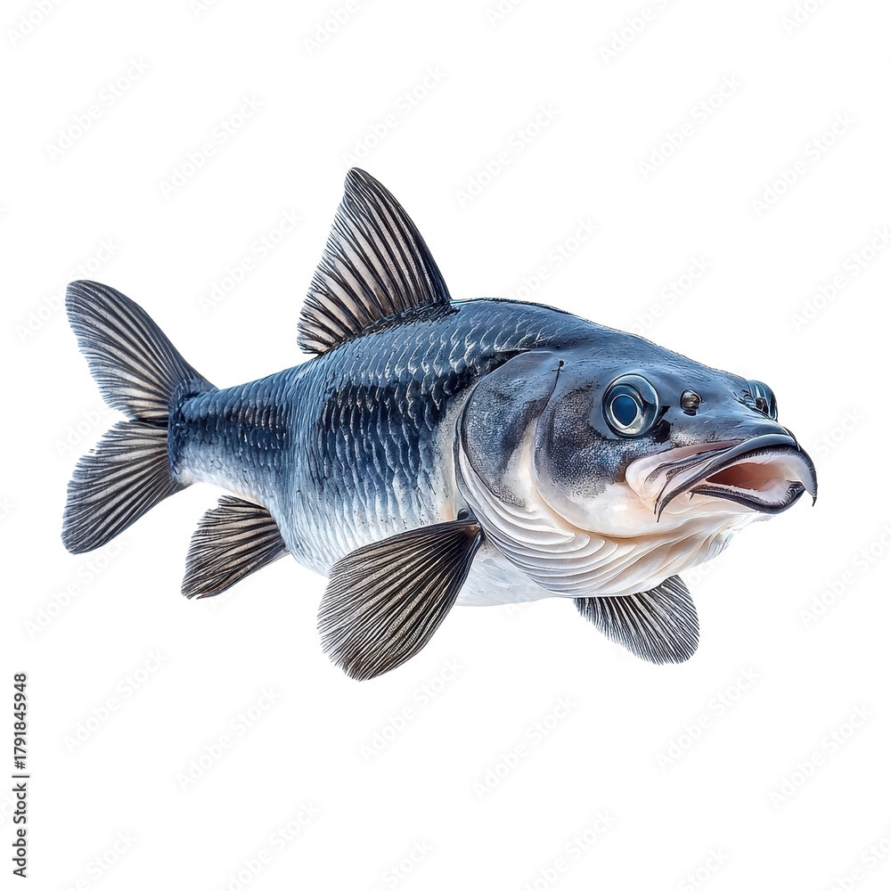 Fototapeta premium A catfish isolate on white background, showcasing its unique features and colors. PNG