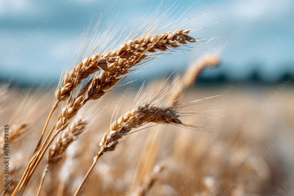Obraz premium Field of wheat swaying in the summer wind