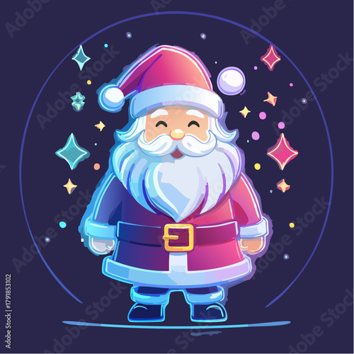 ネオンで描かれたサンタクロースのシルエット