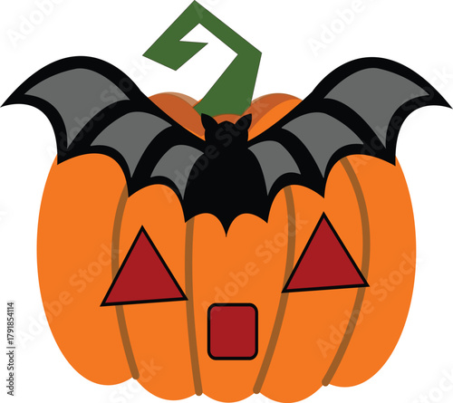 A pumpkin vector with a bat on its head, like a batman