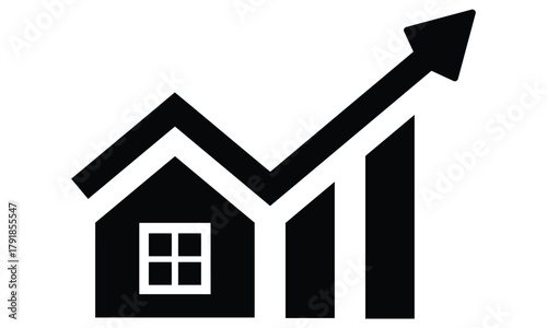 House investment growth icon real estate property value cost of living vector icon isolated on white background
