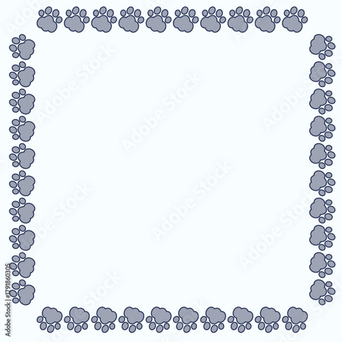 可愛い肉球の足跡フレーム（薄い水色）