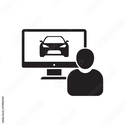 Car shopping icon. Buying a car online. Vector icon isolated on white background.