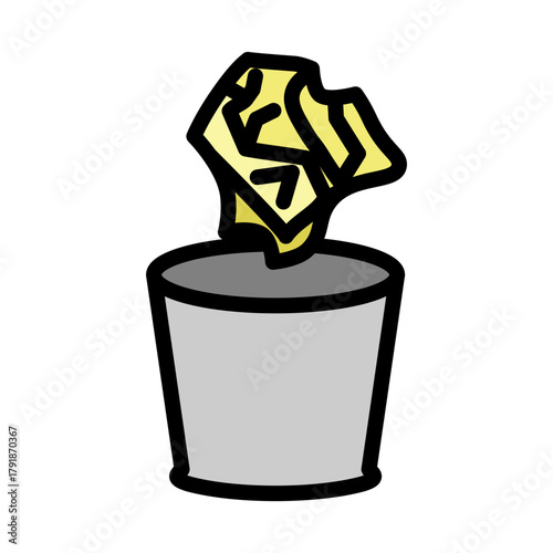 Crumpled Paper Bin Vector Filled Icon Design