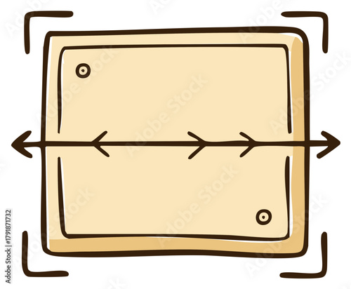 Rectangle design with arrows pointing sideways and corner elements