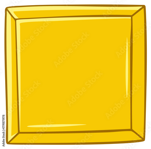 Square Gold Bar Cartoon Illustration Shiny Bullion Ingot