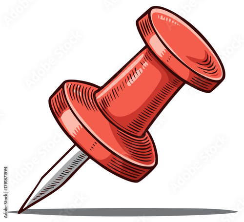 Vibrant red pushpin illustration a classic office stationery item for notes and boards