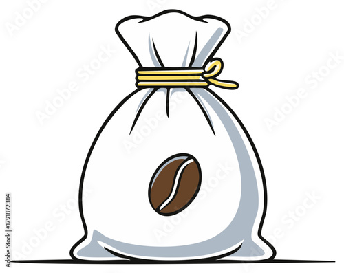Cartoon Coffee Bean Bag Tied with Yellow Rope