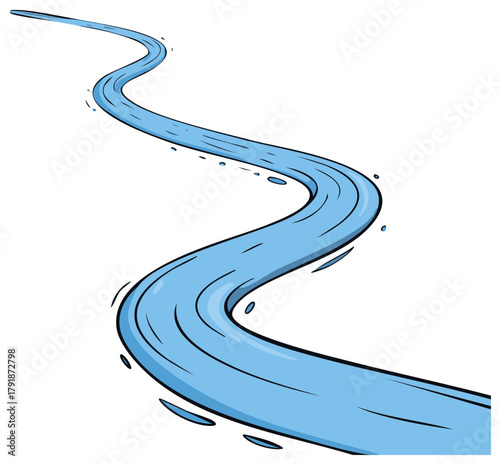Cartoon river illustration with water flowing