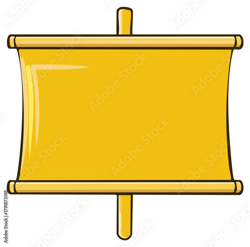 Blank yellow scroll with wooden handles on a stick illustration