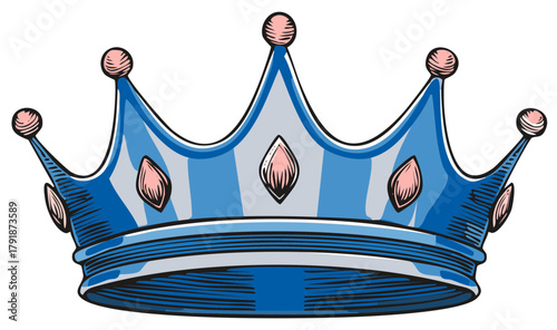 Decorative Vector Crown with Gems and Orbs, A Symbol of Royalty and Power, Illustrative Design