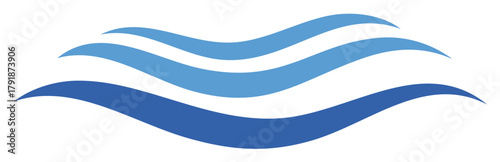 Abstract Illustration of Blue Curved Wave Shapes in Various Shades