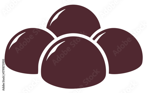Group of four dark chocolate bonbons or truffles vector icon illustration