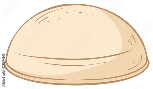 Isolated Pita Bread Cartoon Drawing Illustration of a baked Pita food item