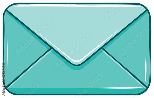 Teal envelope illustration, mail and correspondence, isolated, cartoon style