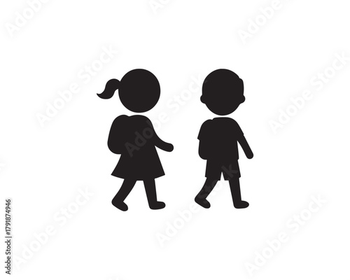 School kids silhouette icon vector design illustration.