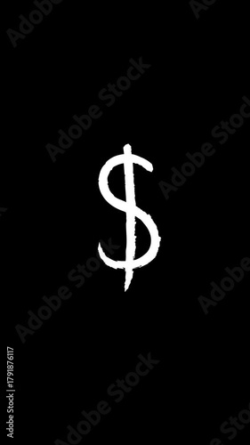 animation of White dollar sign on a black background.