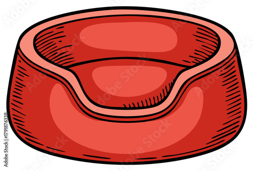 Red Pet Bed Cartoon Illustration Comfort for Animals Supplies Accessory