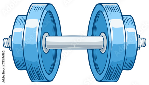 Illustration of a Cartoon-Style Dumbbell for Fitness, Strength Training, and Exercise Routines