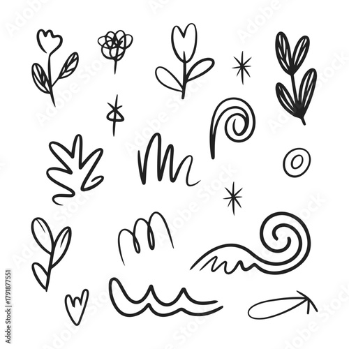 Hand drawn doodle elements, Whimsical hand drawn icons collection