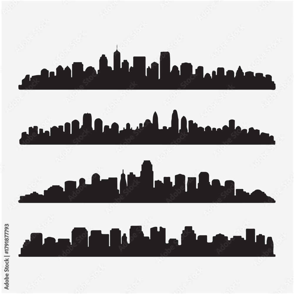 Fototapeta premium City silhouette land scape. City landscape.