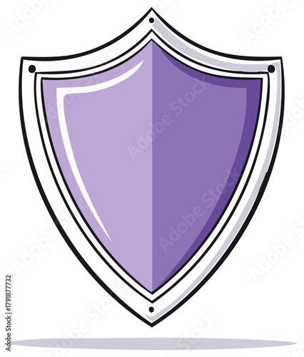 Purple Shield Isolated Illustration for Protection Security and Safe Defense Symbol